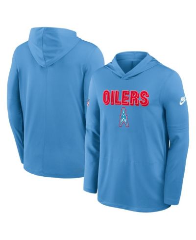Nike Men's Light Blue Tennessee Titans Oilers Throwback Alt Pack Performance Long Sleeve Hoodie T-Shirt