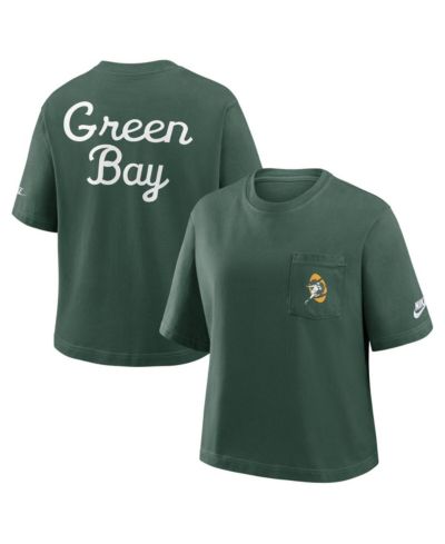 Женская футболка Nike Green Green Bay Packers Rewind Pocket Boxy