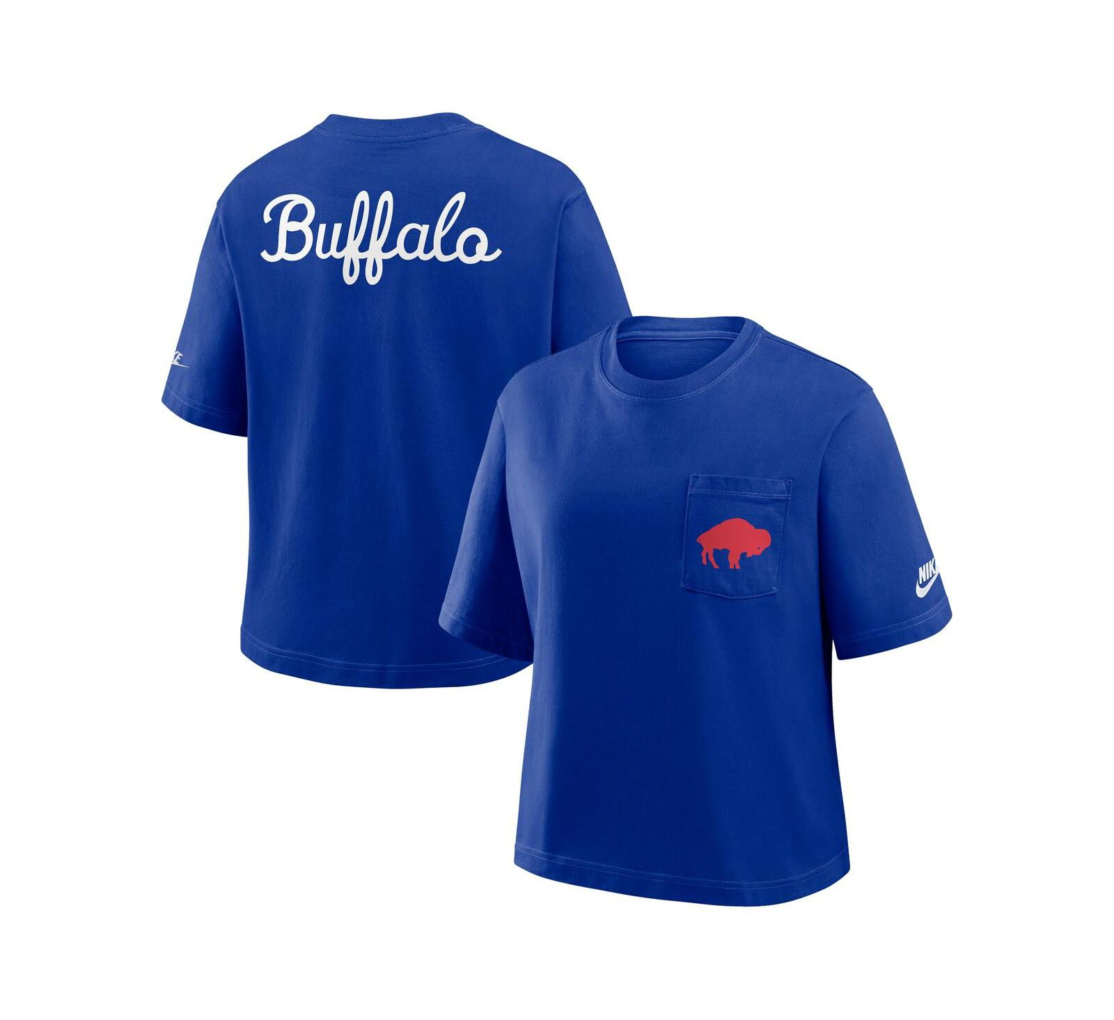 Женская футболка Nike Royal Buffalo Bills Rewind Pocket Boxy