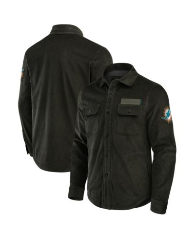 Мужская рубашка-шacket Fanatics Dark Green Miami Dolphins Corduroy Full-Button
