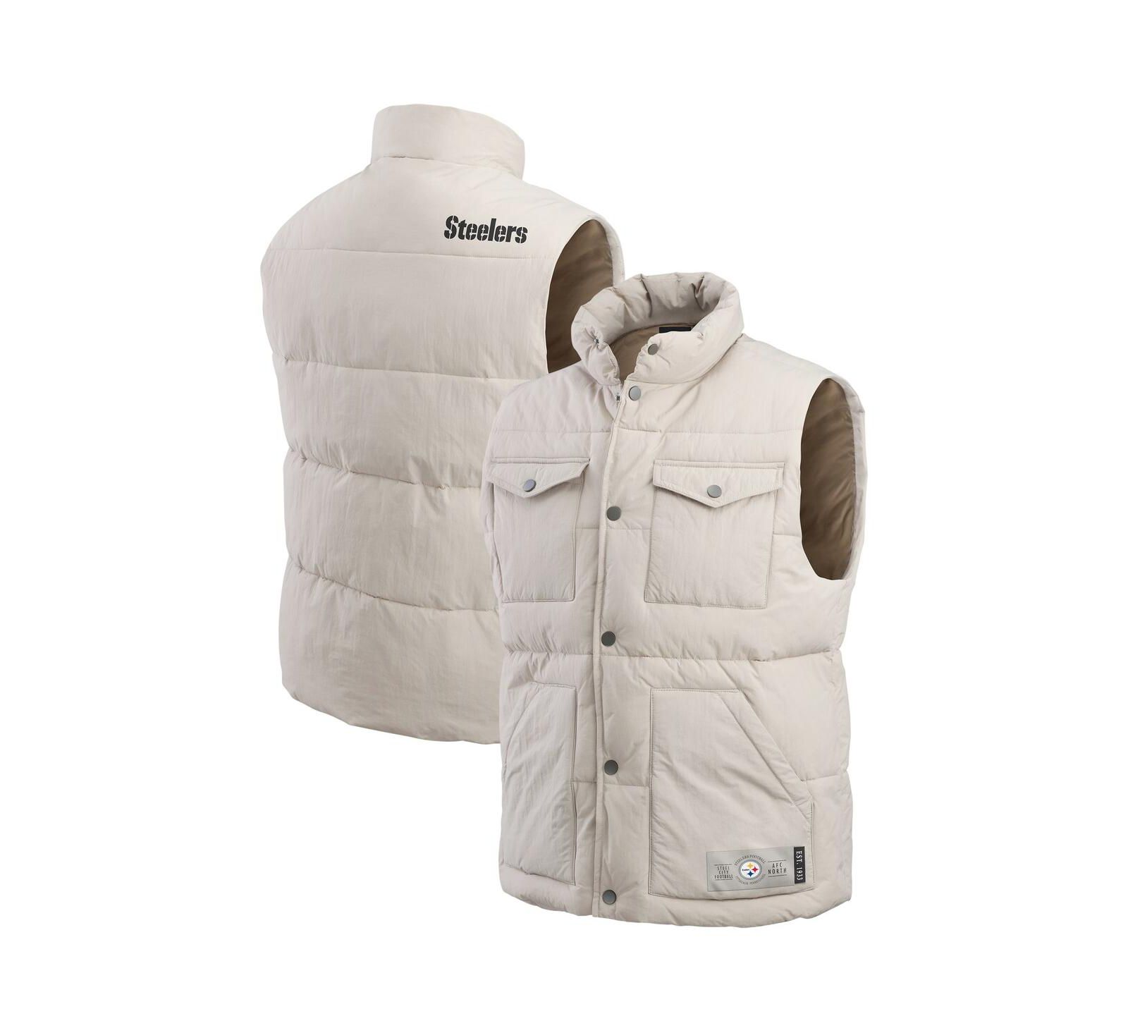 Мужская жилетка Fanatics Pittsburgh Steelers Puffer Full-Snap, кремовый цвет