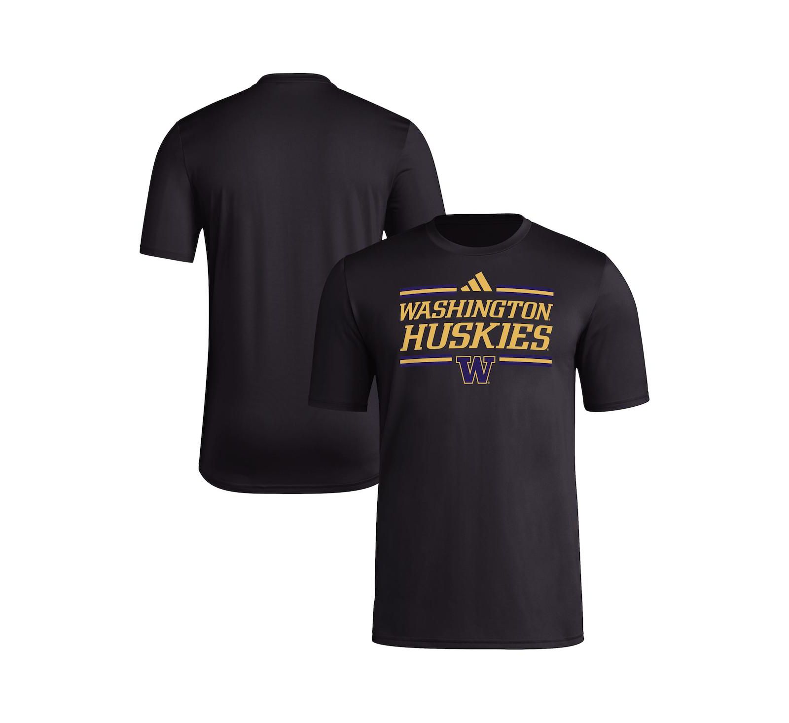 adidas Мужская футболка Washington Huskies Strategy Pre-Game Black