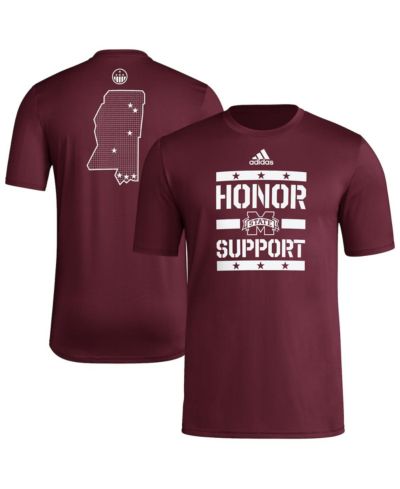 Adidas Мужская футболка Mississippi State Bulldogs Honor Support Pre-Game, бордовая