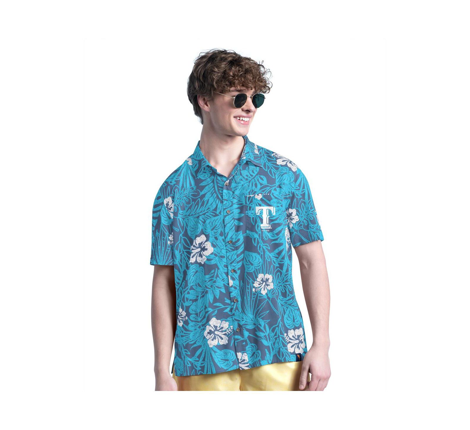 Мужская рубашка Margaritaville Navy Texas Rangers Palm Shade Party Button-Up
