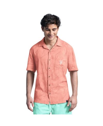 Margaritaville Men's Coral San Francisco Giants Linen Party Button-Up Shirt