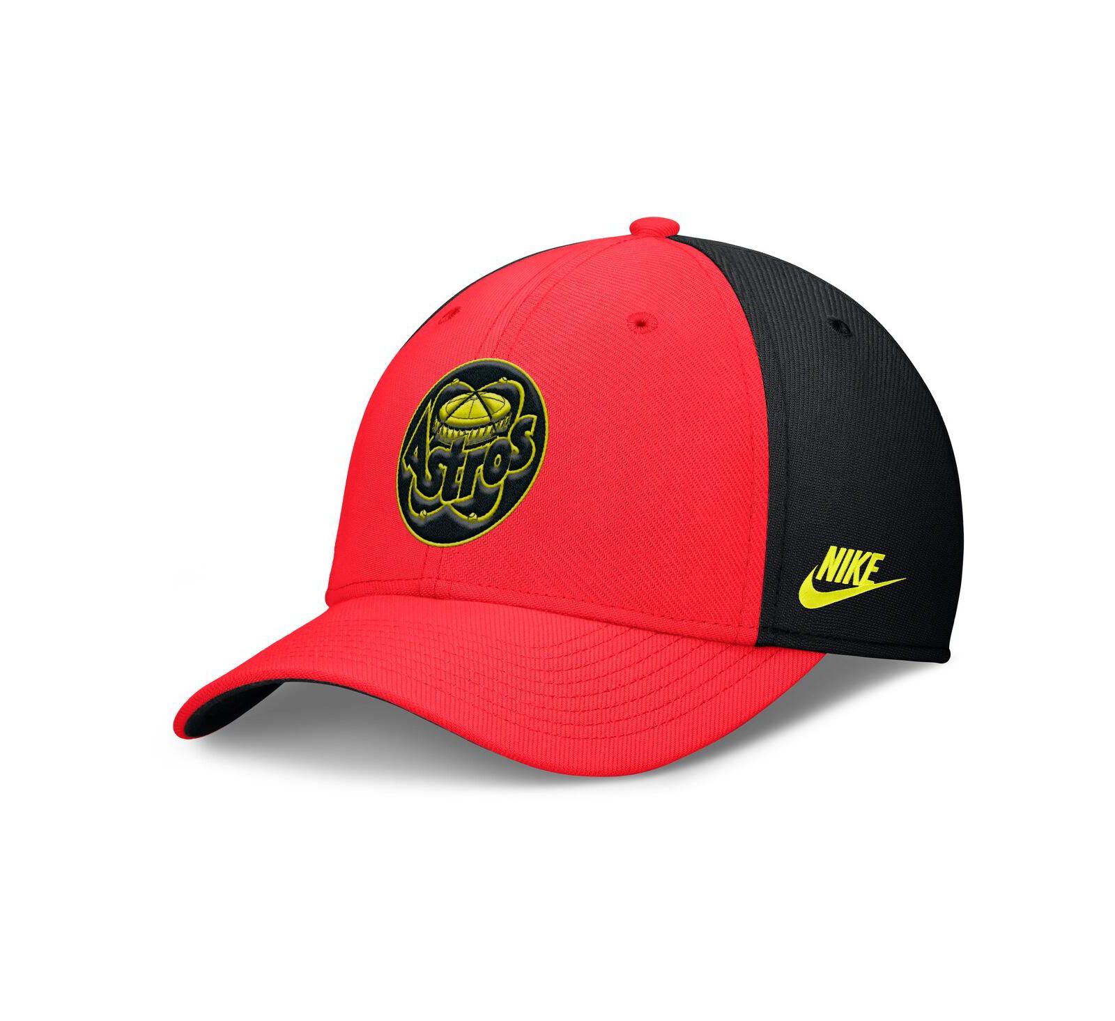 Nike Мужская бейсболка Flex Swoosh Neon 90s Rise, Houston Astros, малиновый/черный