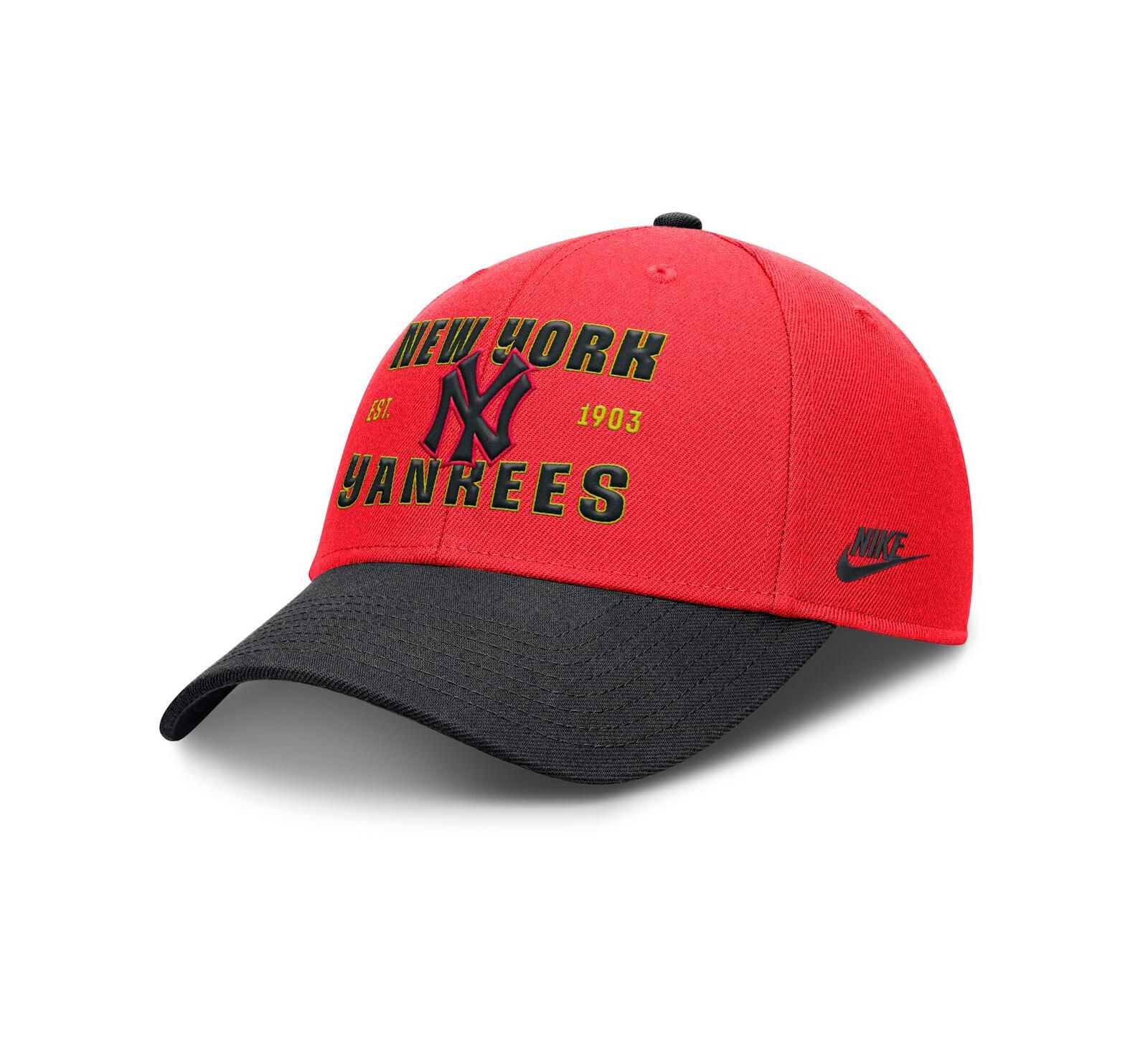 Nike Men's Crimson/Black New York Yankees Neon 90s Rise Adjustable Hat
