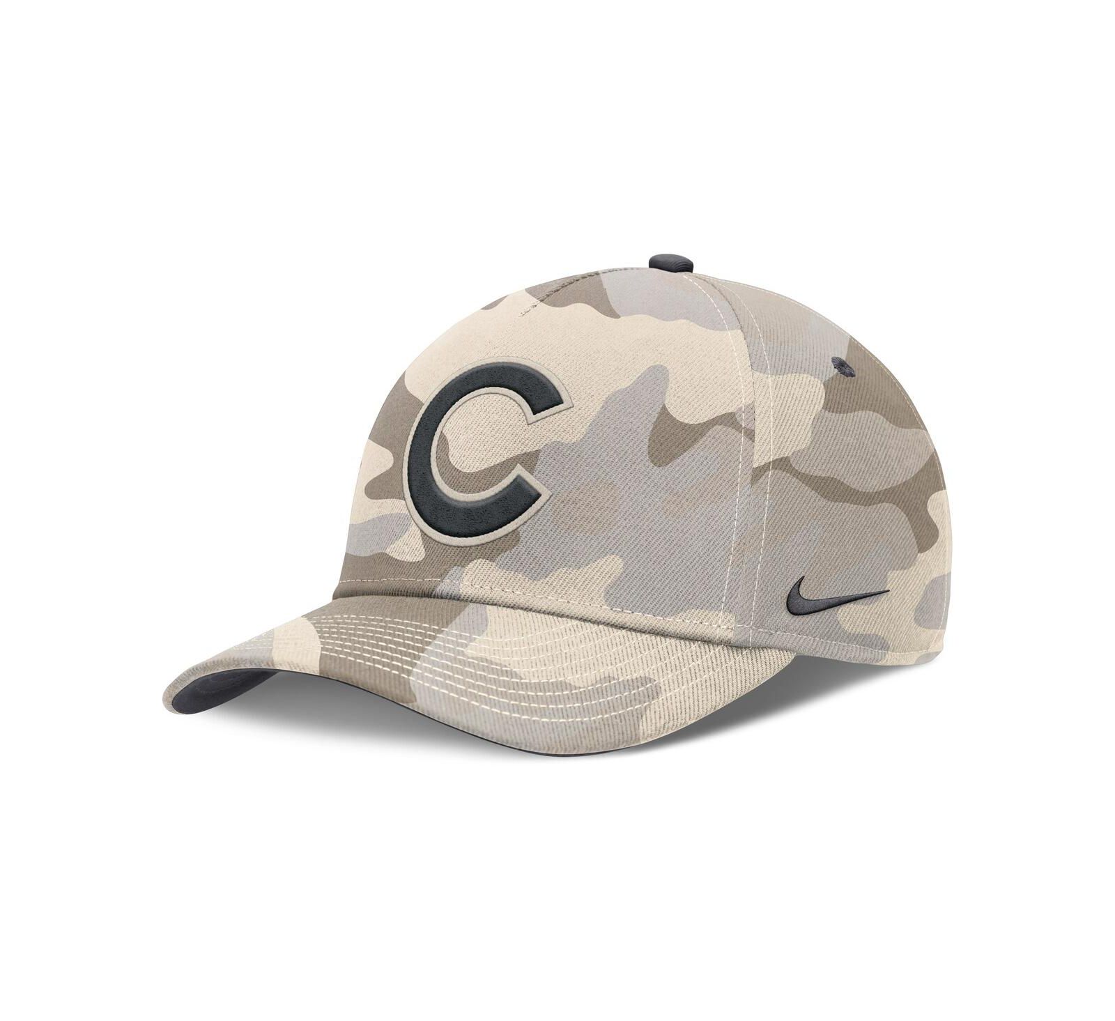 Мужская кепка Nike Natural Chicago Cubs Camo Pack Rise регулируемая