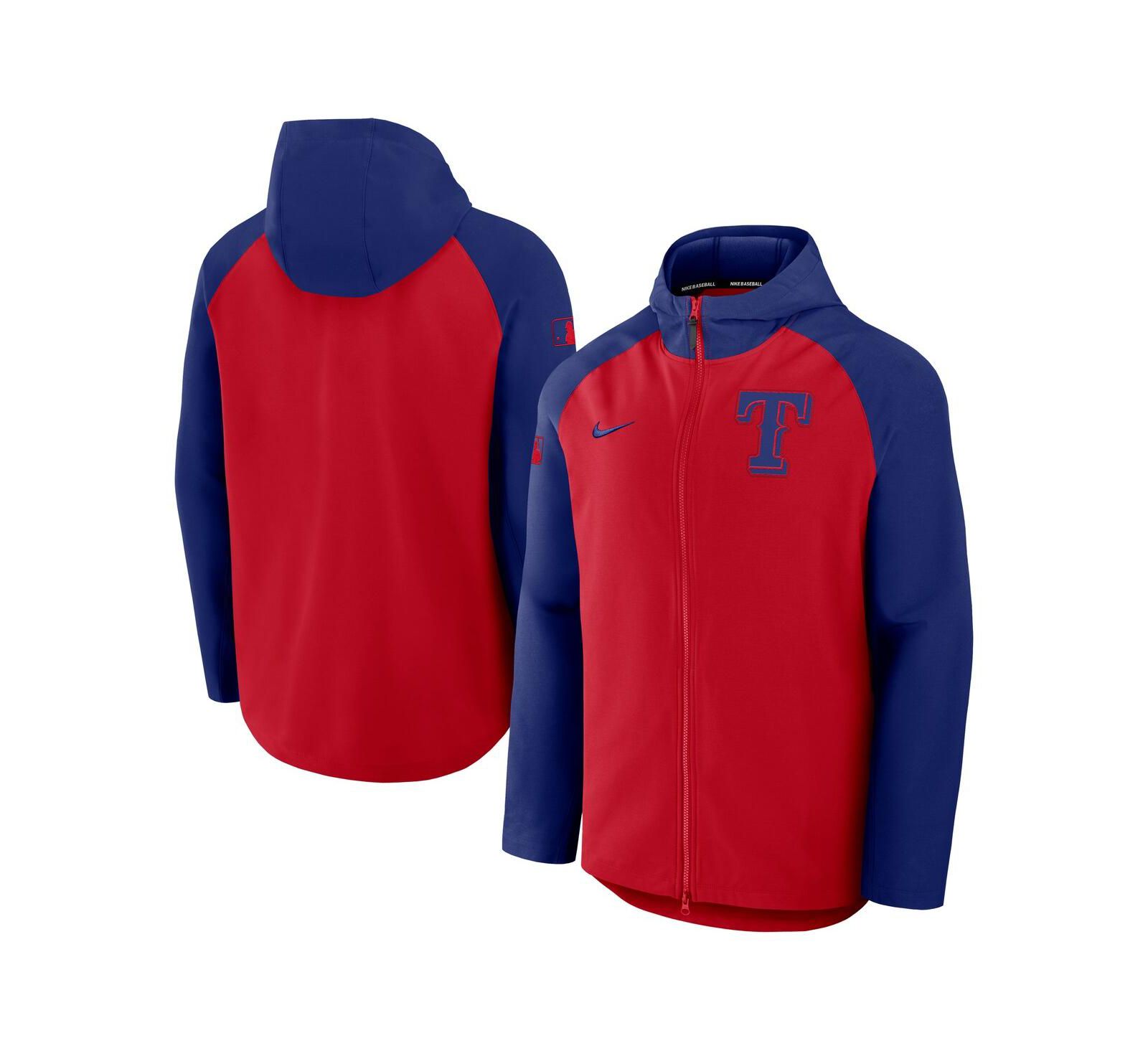 Nike Men's Red/Royal Texas Rangers Authentic Collection Raglan Performance Full-Zip Jacket