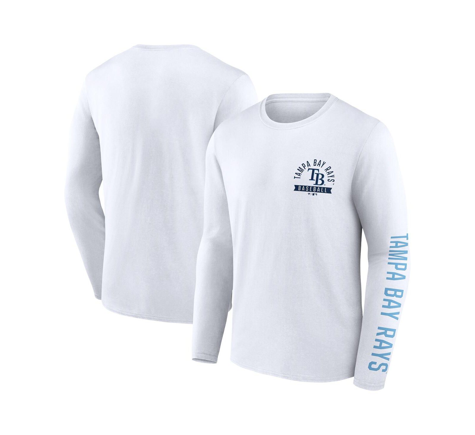 Мужская футболка Fanatics Tampa Bay Rays Press Box Long Sleeve белого цвета