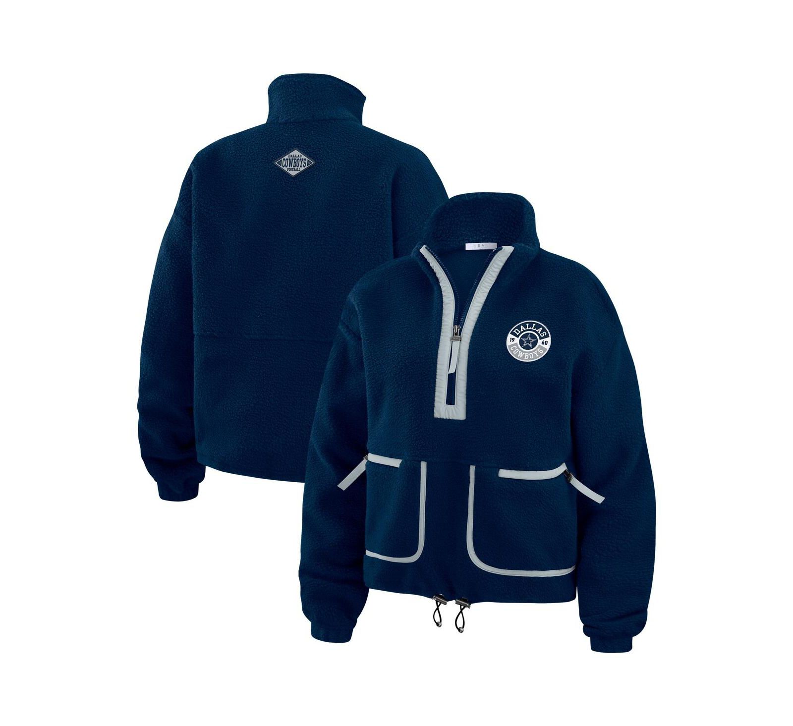 WEAR by Erin Andrews Women's Navy Dallas Cowboys Polar Fleece Half-Zip Jacket