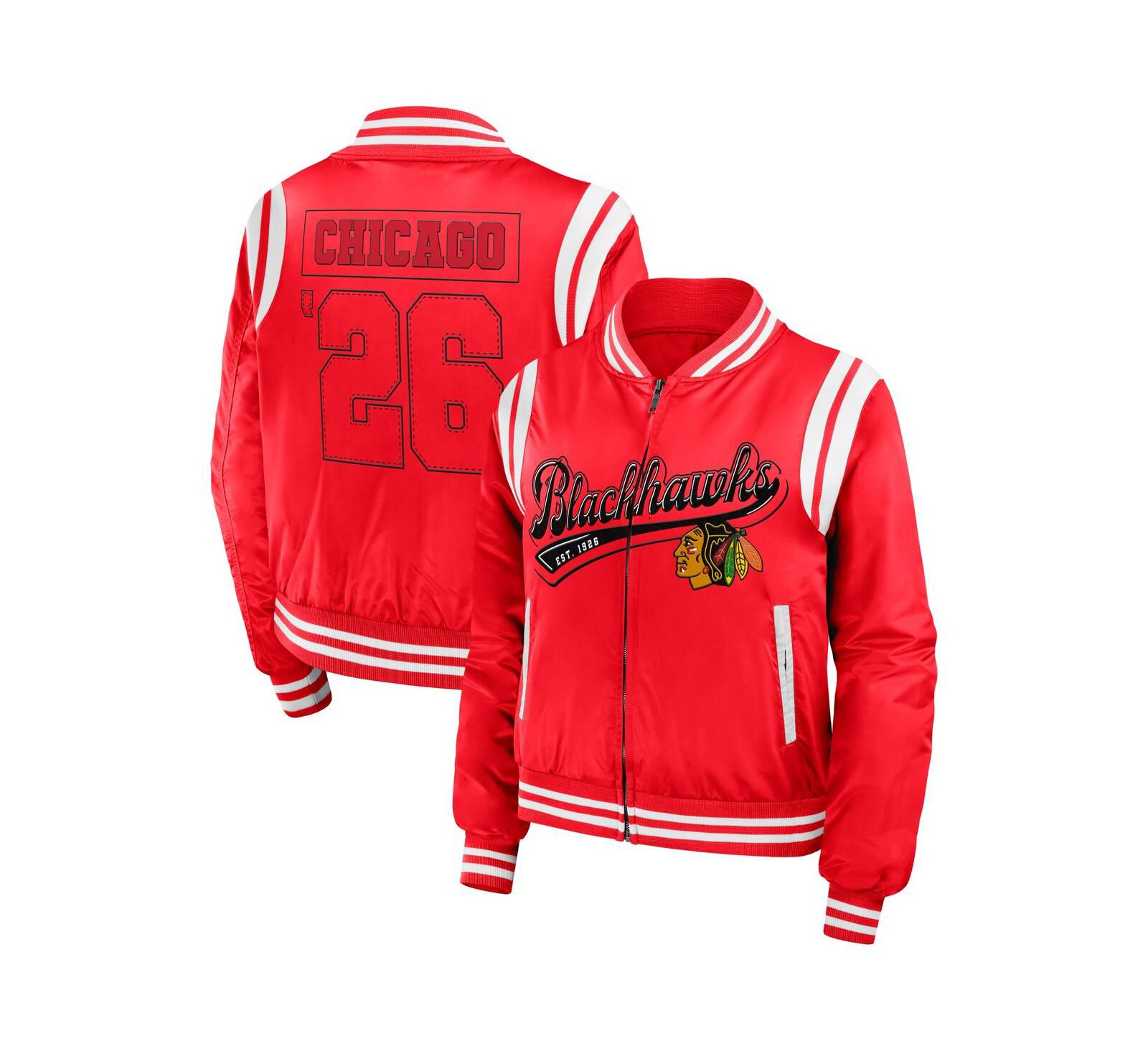 Женская куртка-бомбер WEAR by Erin Andrews Red Chicago Blackhawks Baller Full-Zip