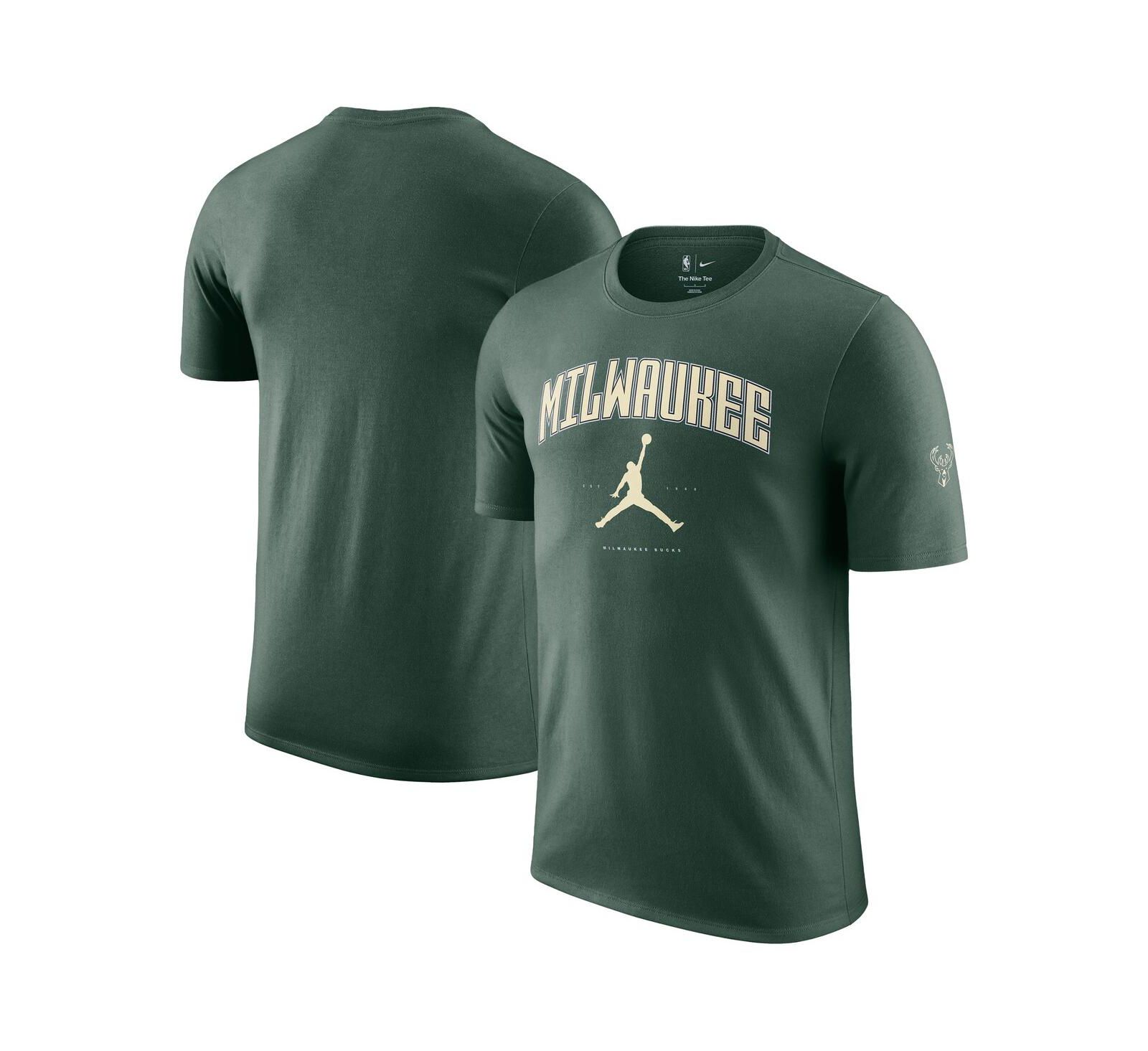 Jordan Мужская и Женская футболка Milwaukee Bucks Essential Cities Hunter Green