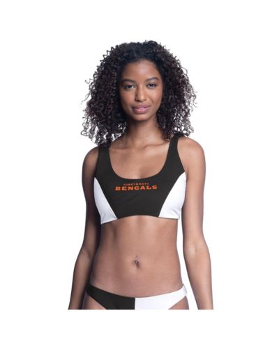 G-III 4Her by Carl Banks Women's Black/White Cincinnati Bengals Brief Game Bikini Top