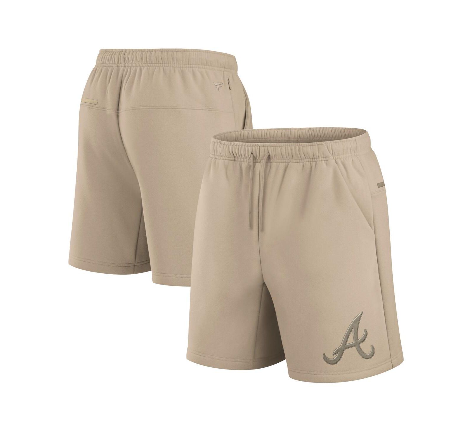 Fanatics Men's and Women's Khaki Atlanta Braves Elements Super Soft Fleece Shorts