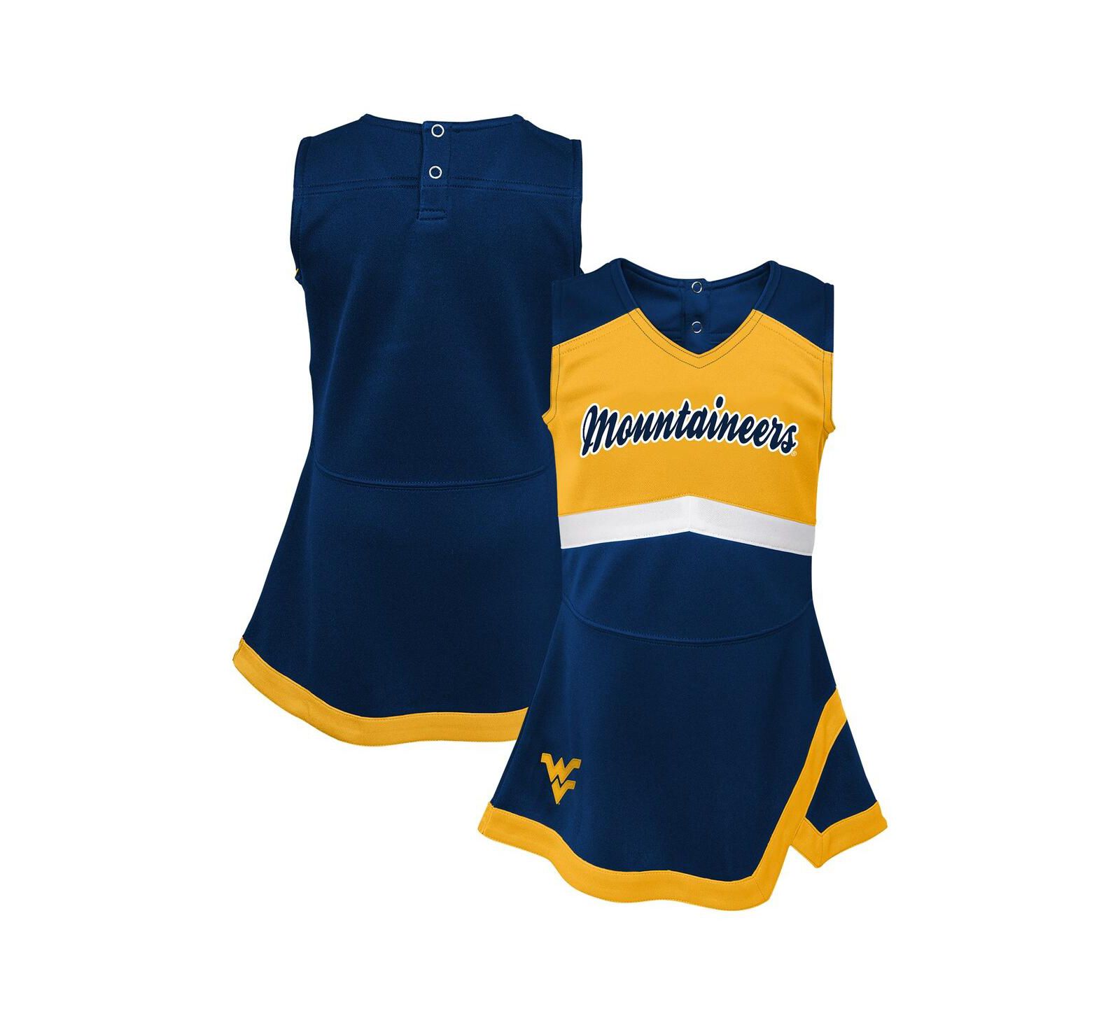 Детское платье Outerstuff Girls Toddler Navy West Virginia Mountaineers Cheer Captain с подгузником