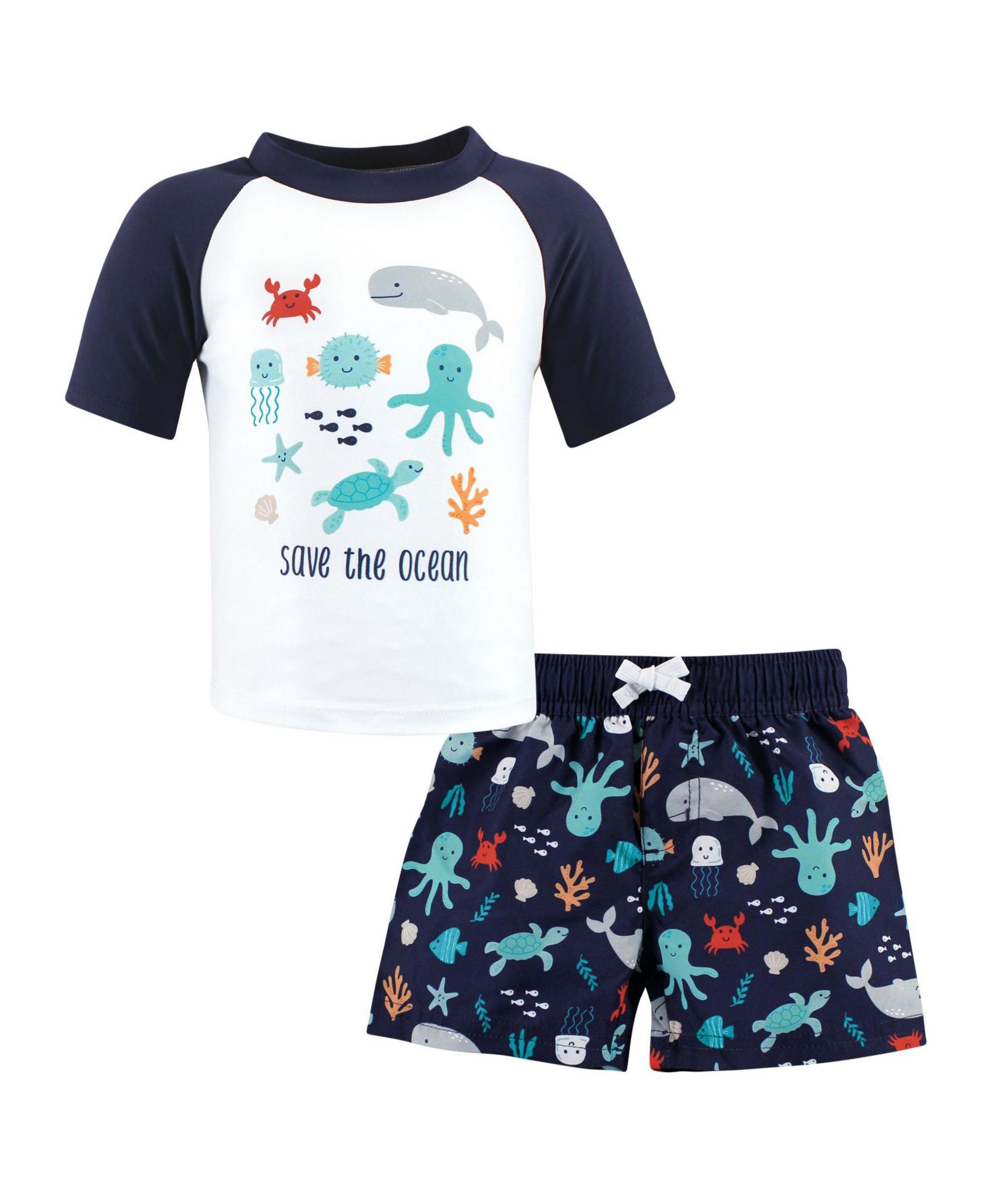 Hudson Baby Swim Rashguard Set, Sea Characters