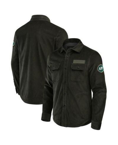 Мужская куртка-рубашка Fanatics New York Jets Corduroy Full-Button Shacket Dark Green