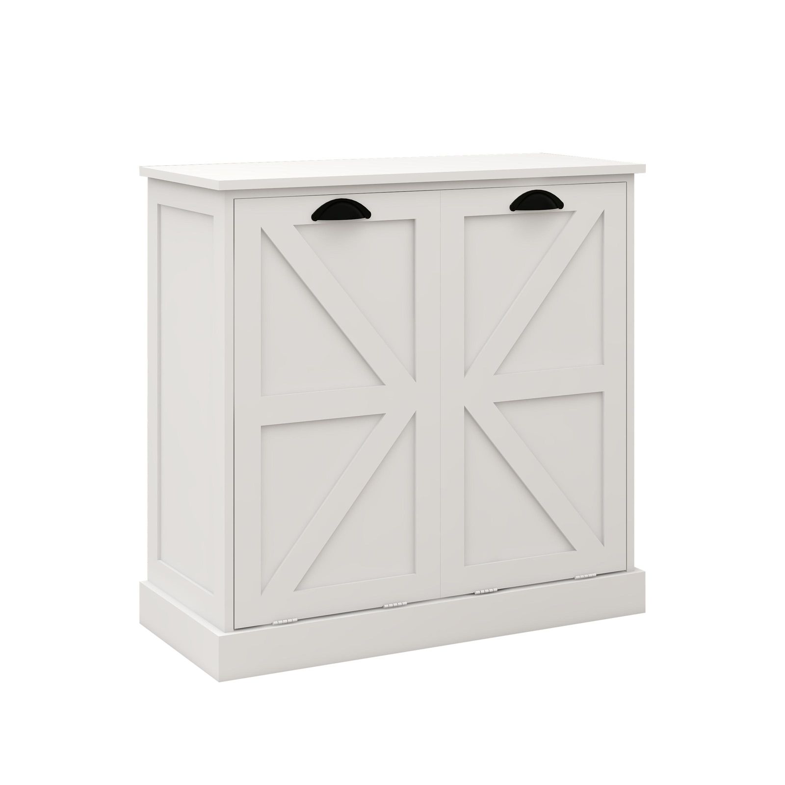 sumyeg Tilt-Out Laundry Hamper Cabinet with Two Sorting Compartments and Top Shelf Organizer