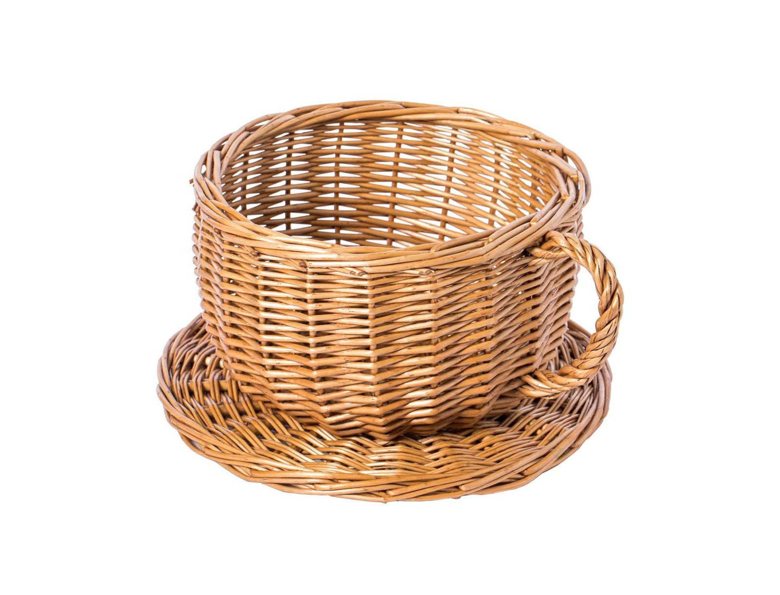 Wickerwise Wicker Saucer Coffee Mug Cup Decorative Gift Basket Desk Organizer