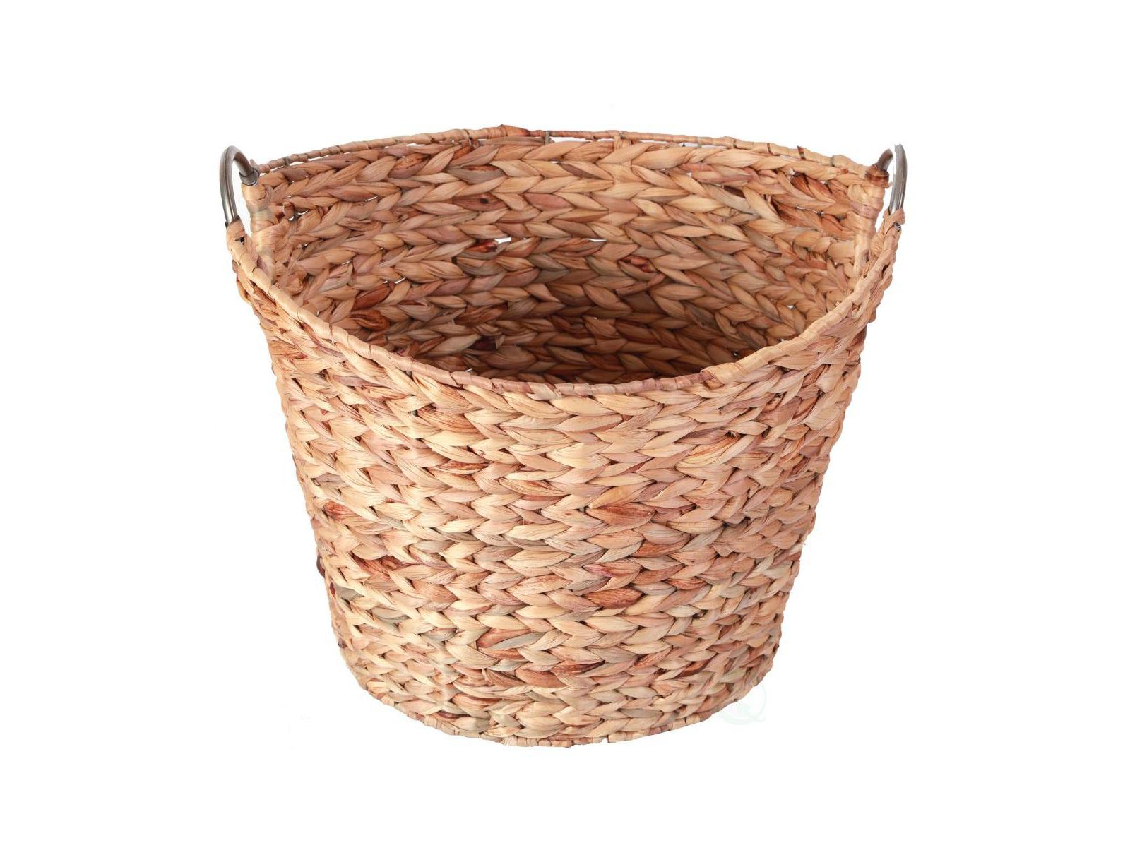 Wickerwise Large Round Water Hyacinth Wicker Laundry Basket