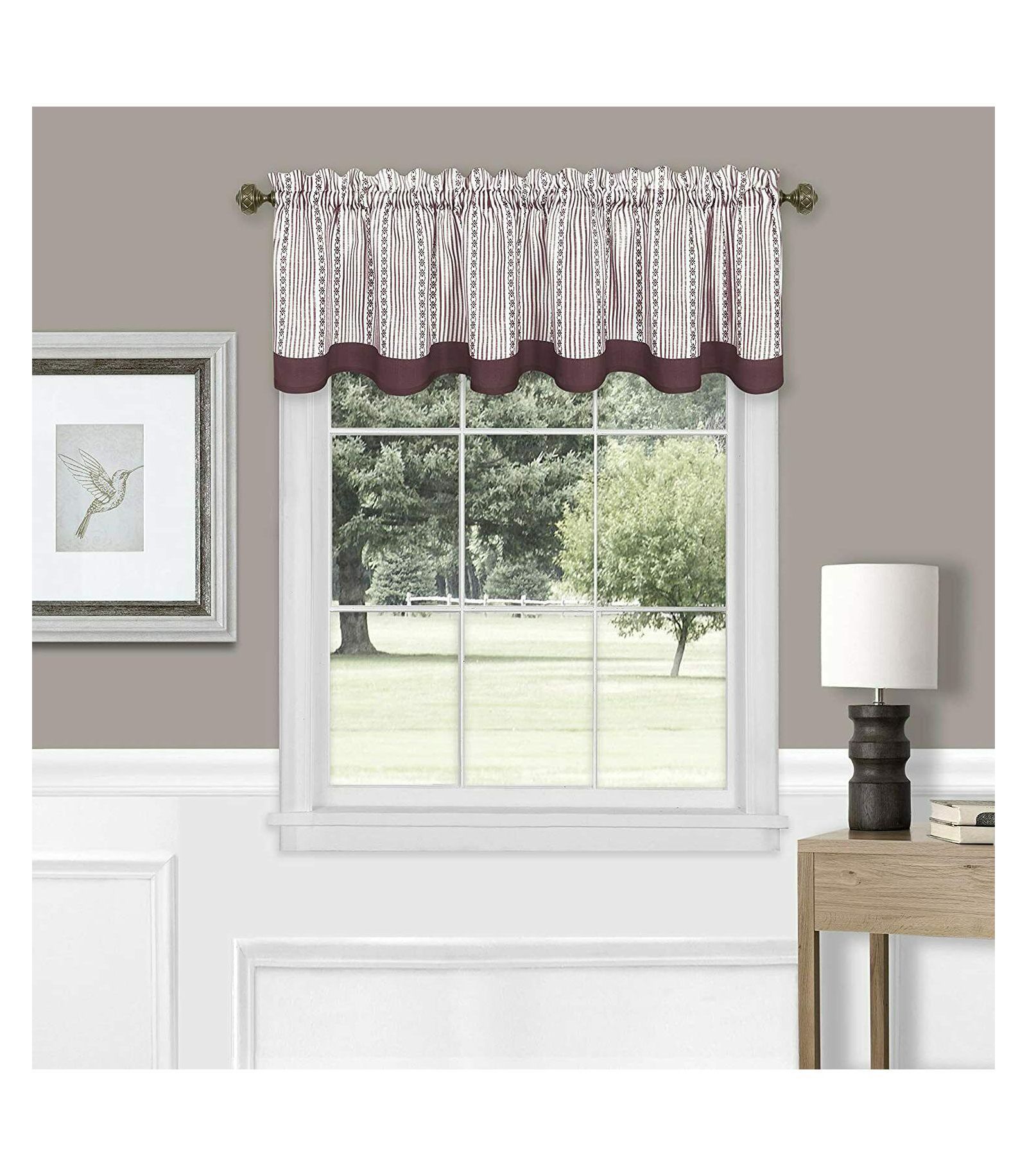 Kate Aurora Living Country Farmhouse Striped Window Valance Curtain Treatments