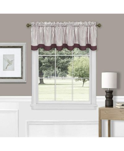 Kate Aurora Living Country Farmhouse Striped Window Valance Curtain Treatments