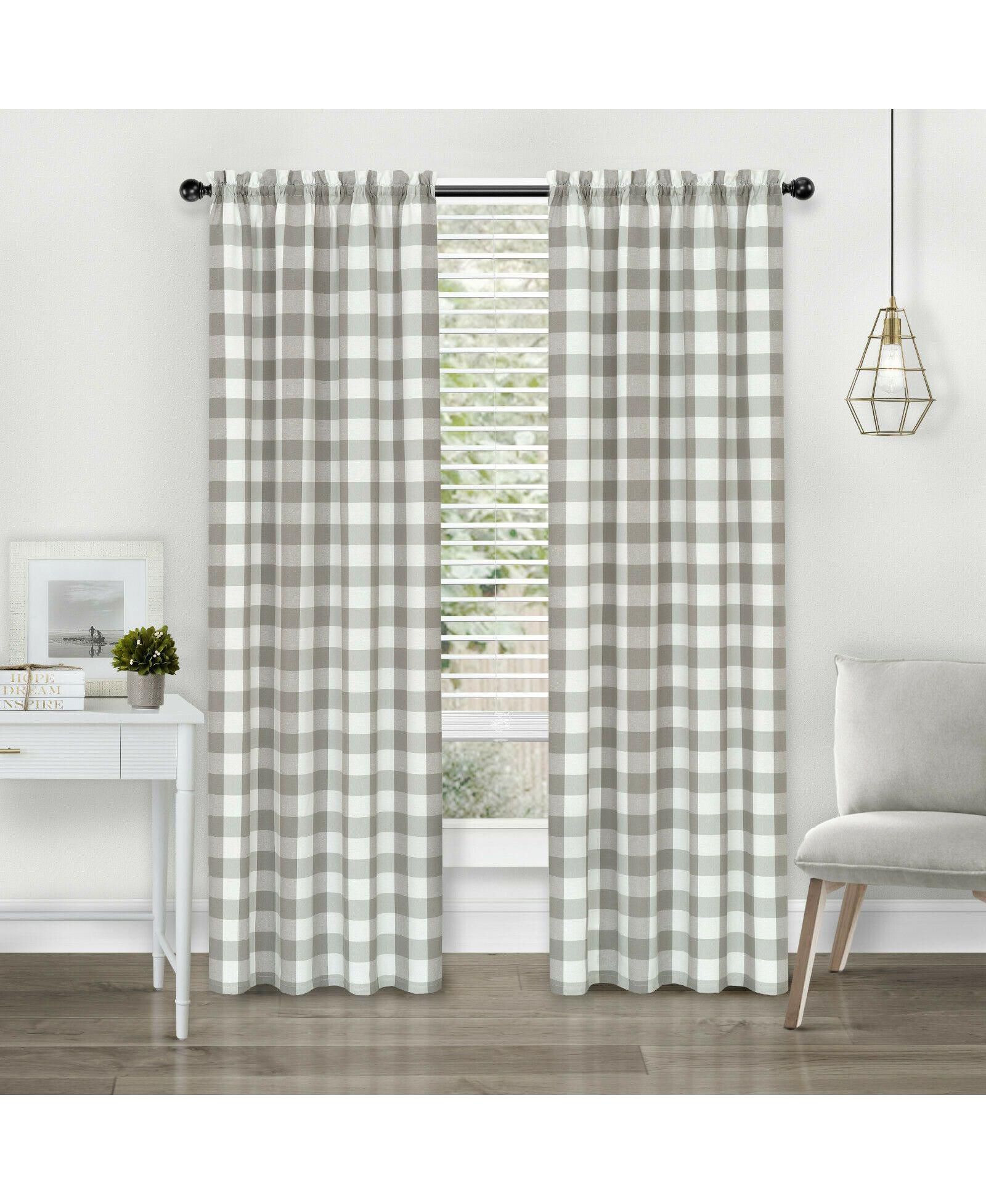 Набор штор Kate Aurora Modern Farmhouse Buffalo Plaid Check, 63"