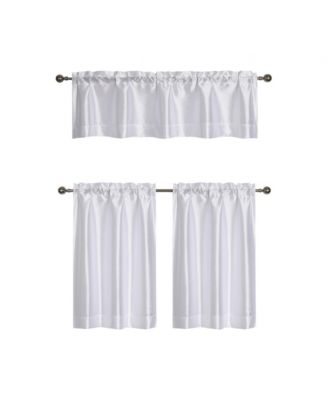 Комплект штор Kate Aurora Parisian Living 3 Piece Sheer Cafe Kitchen Tier and Valance Set - Gray