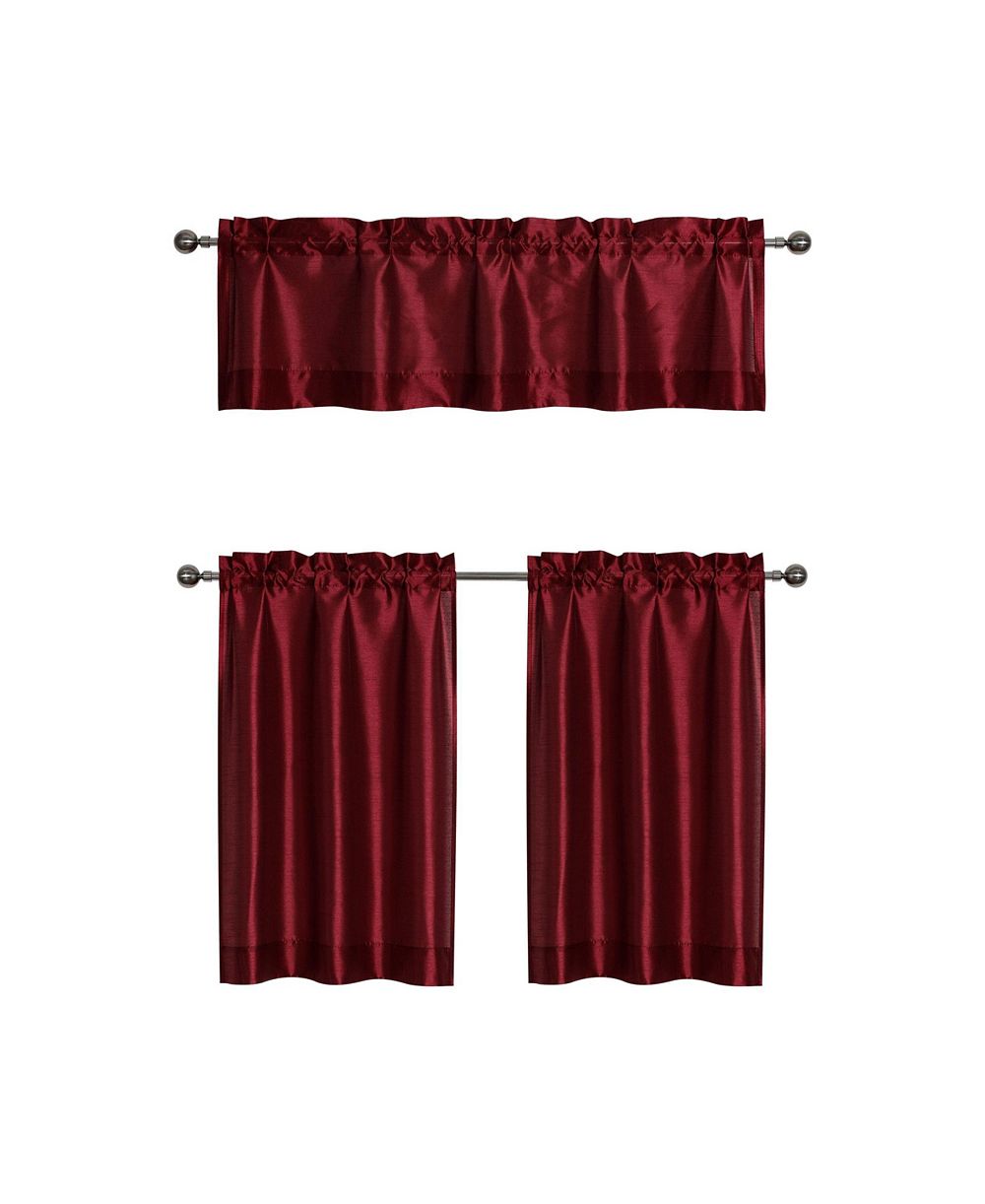 Kate Aurora Parisian Living Complete 3 Piece Lightweight Sheer Cafe Kitchen Curtain Tier and Valance Set - Gray