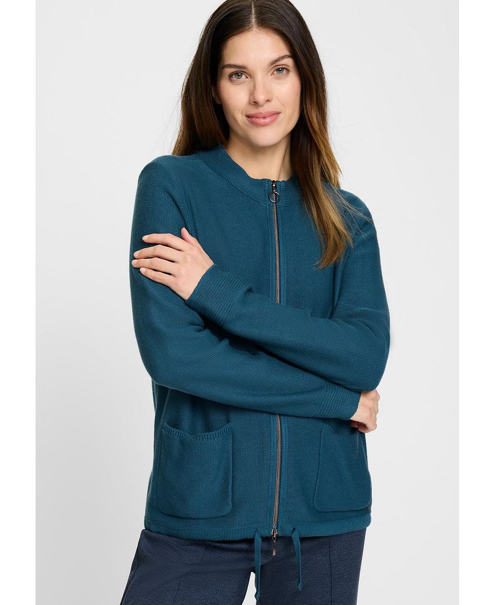 Olsen Women's Zip Front Mock Neck Cardigan