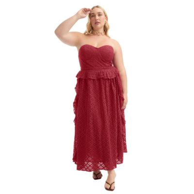 June & Vie Women's June and Vie Ruffled Peplum Corseted Midi Dress