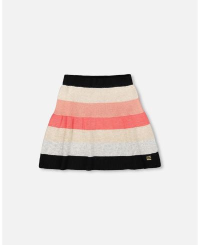 Deux par Deux Girl Striped Knit Skirt Beige Black and Pink - Toddler|Child