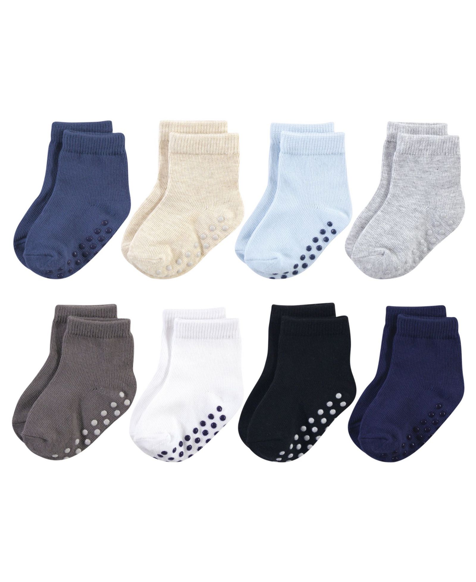 Touched by Nature Baby Boys Natural Kids' Eight-Pair Non Skid Crew Socks