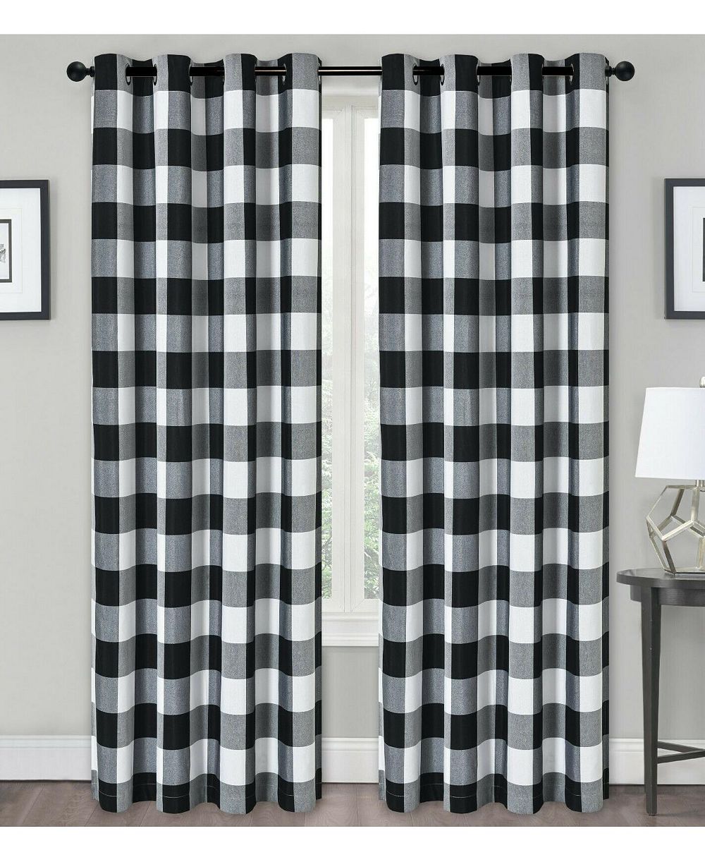 Kate Aurora занавеска Buffalo Plaid Checkered Linen 54 in. W x 84 in. L
