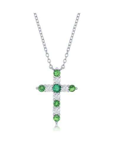 Подвеска Simona Sterling Birthstone Cross CZ