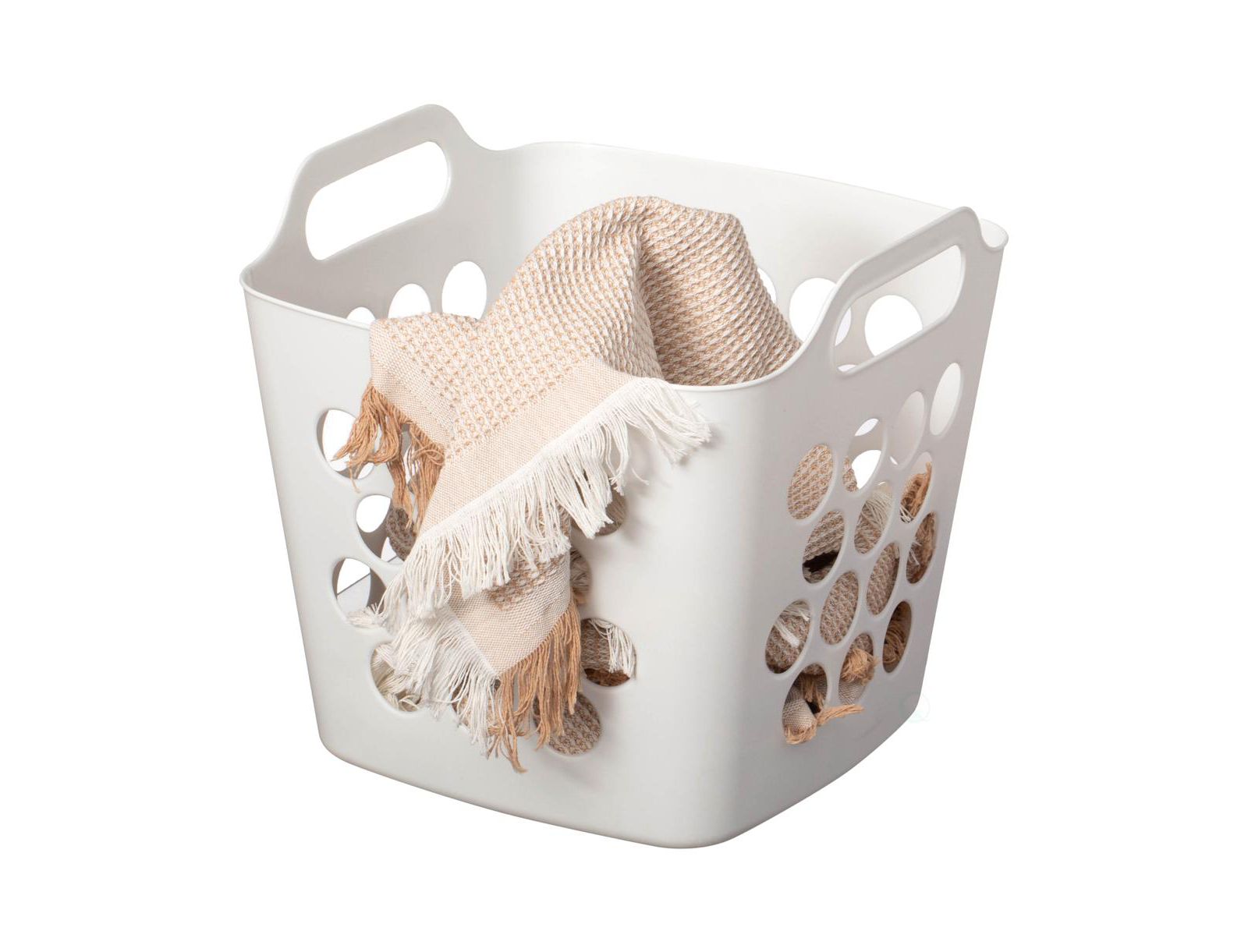 Basicwise Flexible Plastic Laundry Basket Holder Square Storage Hamper с боковыми ручками