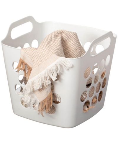 Basicwise Flexible Plastic Laundry Basket Holder Square Storage Hamper с боковыми ручками