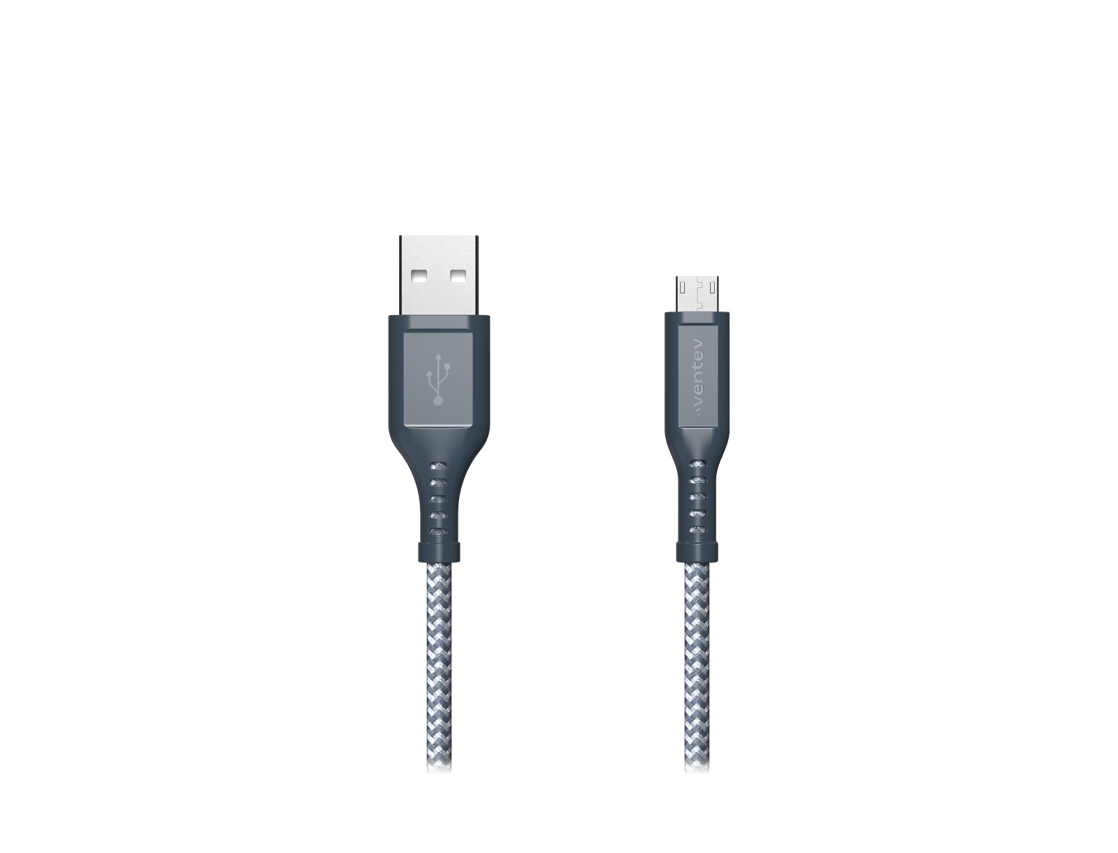 Плетеный кабель Ventev USB A на Micro USB, высокоскоростной, 6 футов, серый
