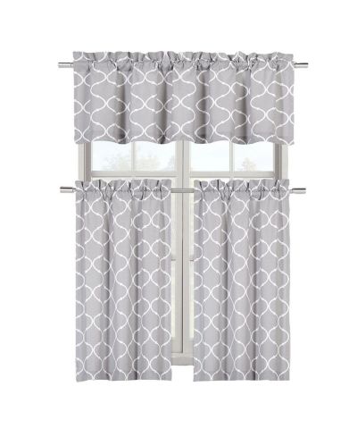Kate Aurora Shabby Lattice Cotton Blend Kitchen Curtain Tier & Valance Set - 56 in. W x 36 in. L