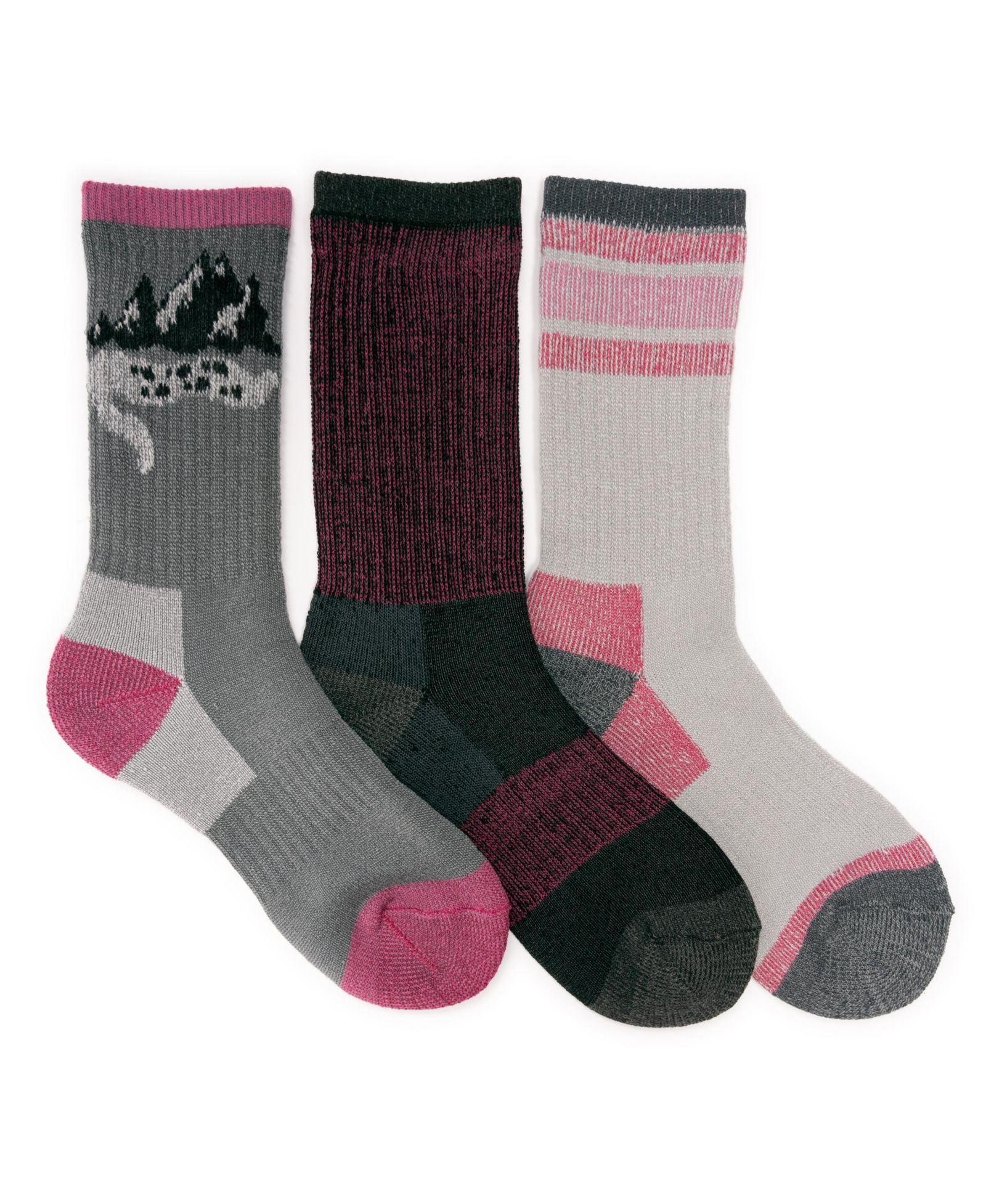 MUK LUKS Women's Hiking Heat Retainer Crew Sock 3 Pack