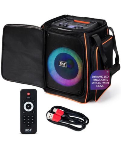 Pyle Portable BT Party Speaker с Built-in Rechargeable Battery, TWS Function, Mic Input, Mic Echo Control, Bass and Treble Control