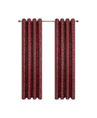 Kate Aurora 2 Pack Glam Metallic Sparkle Thermal Light Filtering Grommet Top Curtains - 52 in. W x 84 in. L, Burgundy