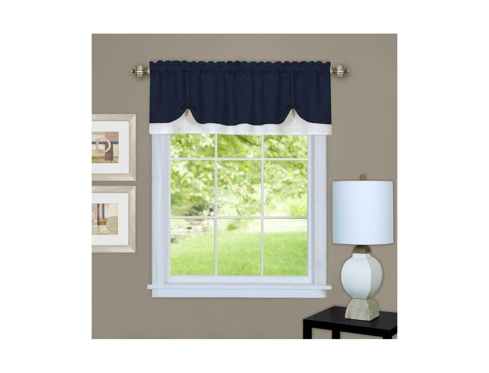 Kate Aurora Country Farmhouse Flax Linen Tie Up Window