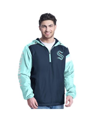 Мужская толстовка на молнии G-III Sports by Carl Banks Seattle Kraken lateral half-zip hoodie jacket, темно-синий/светло-голубой