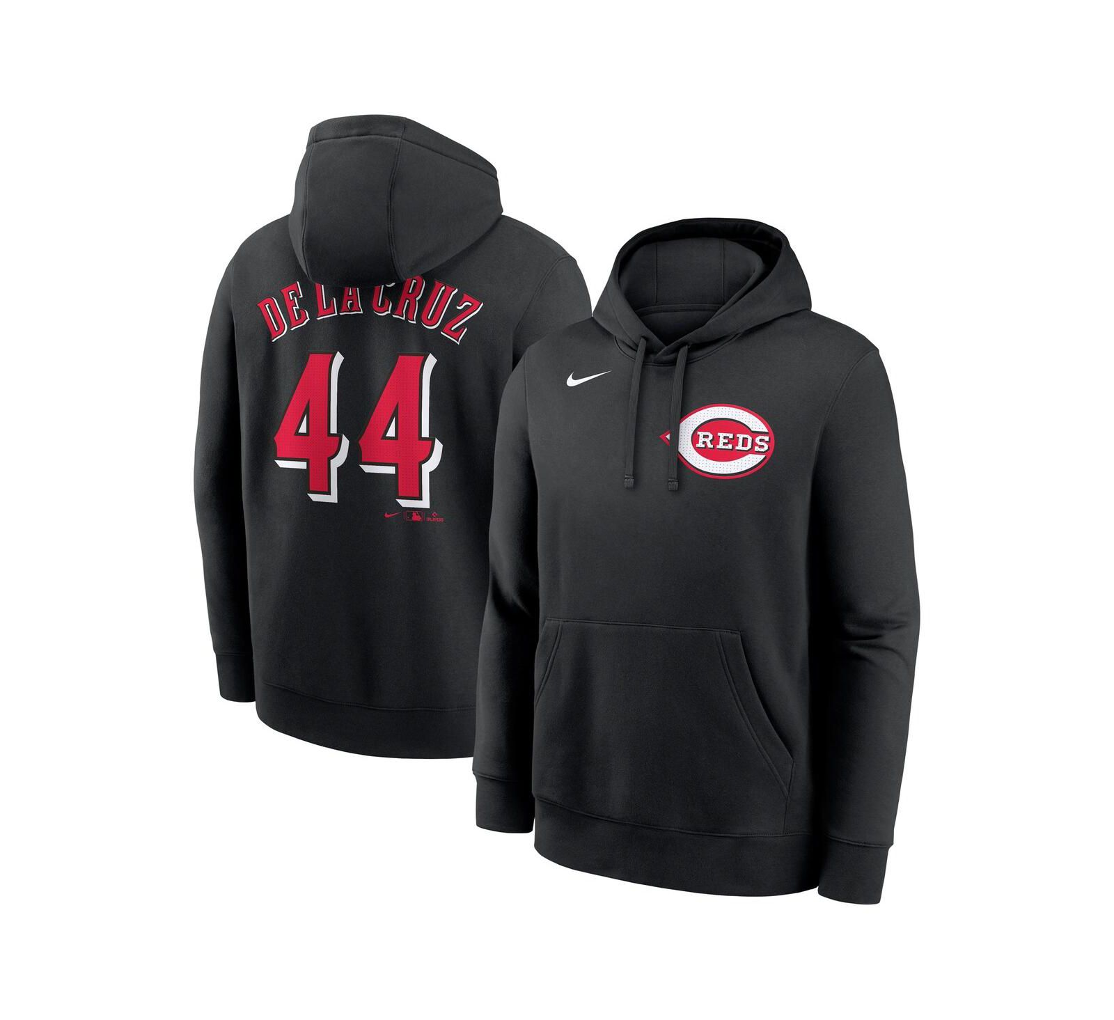 Nike Men's Elly De La Cruz Black Cincinnati Reds Player Name & Number Club Fleece Pullover Hoodie