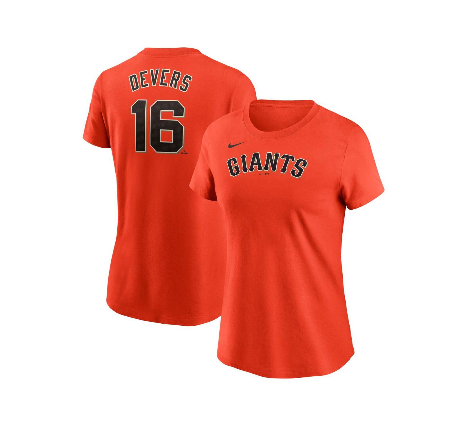 Nike Women's Rafael Devers Orange San Francisco Giants Name & Number T-Shirt