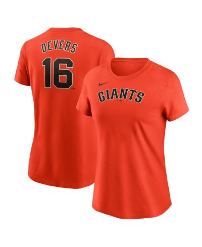 Nike Женская футболка Rafael Devers, оранжевая, San Francisco Giants, с именем и номером