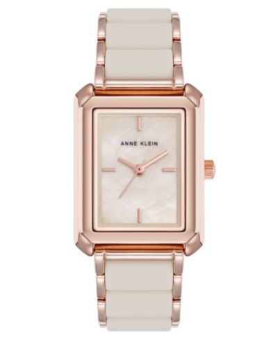 Часы Anne Klein Women's Quartz Casual Rectangular Rose Gold-Tone Metal Alloy Bracelet Watch, 26mm