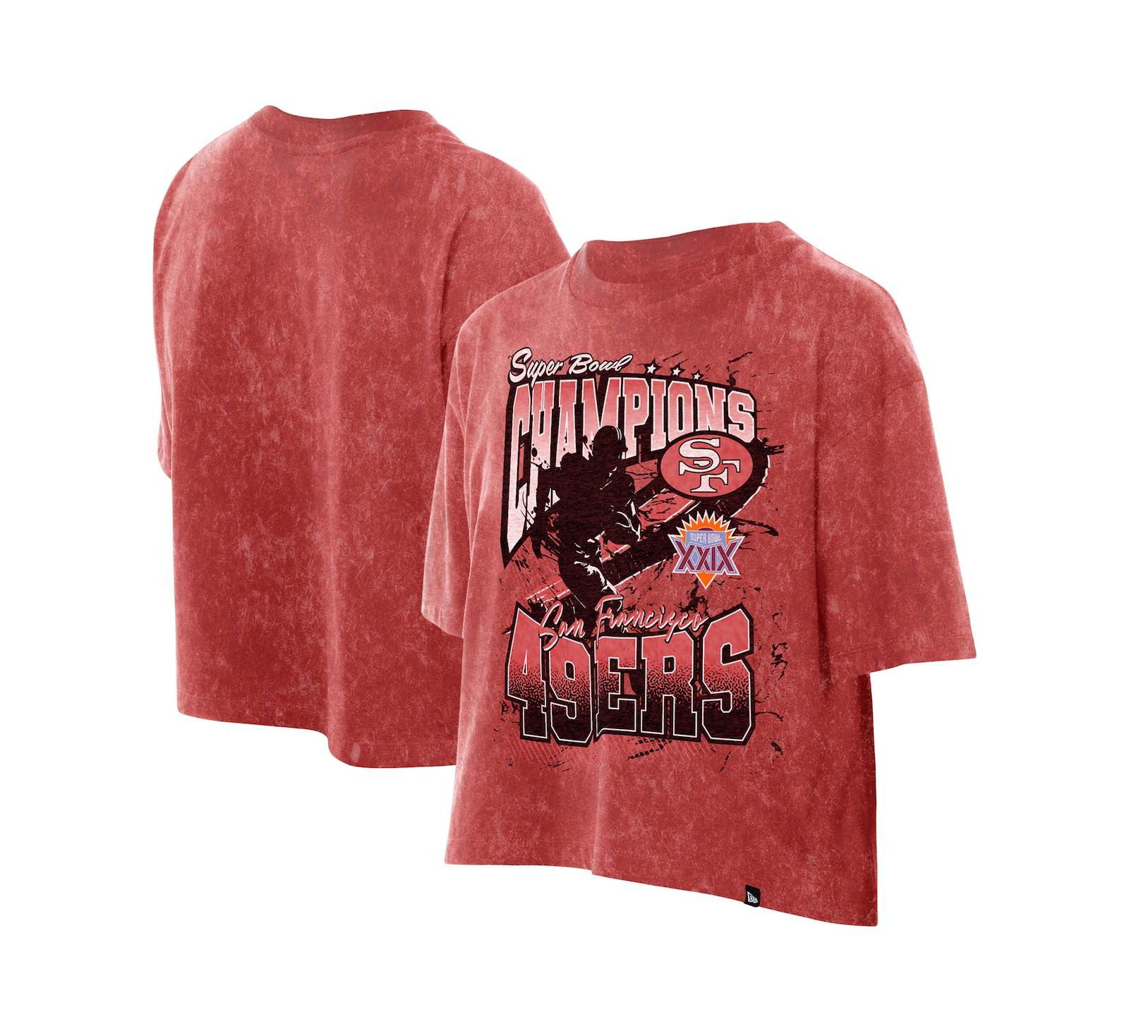 Женская футболка New Era Scarlet San Francisco 49ers Cropped Boxy Sport Classics Mineral Wash T-Shirt